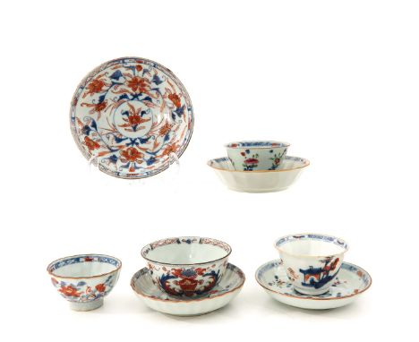 Including 4 cups and 4 saucers, in a variety of decors and sizes, including 18th Century, largest saucer is 13 cm. in diamete