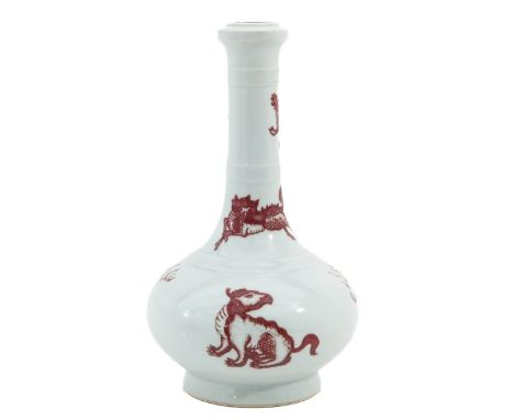 Depicting Kylin and Dragons, Kangxi mark, 27 cm. tall. 