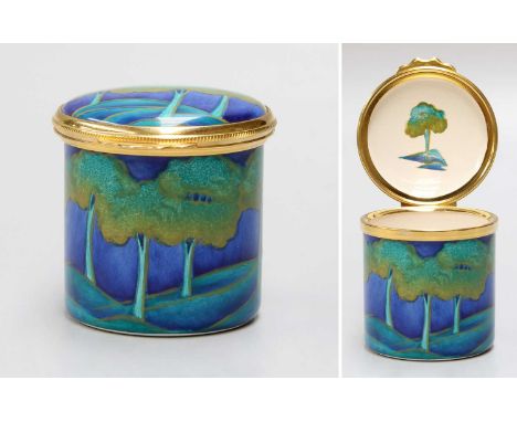 Moorcroft Enamels: "Moonlit Blue" Hinged Trinket Box, 4.5cm high with original box