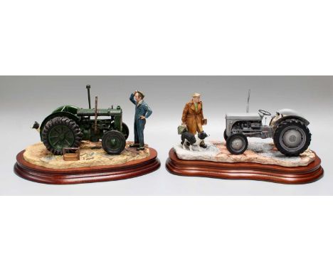Border Fine Arts 'An Early Start' (Massey Ferguson Tractor), James Herriot model No. JH91 by Ray Ayres, on wood base, with bo