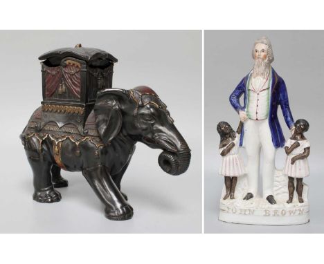 A Staffordshire Pottery Portrait Figure, 19th century, Abolitionist John Brown, together with a Wilhelm Schiller &amp; Son po