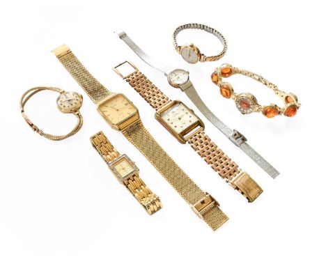 A Lady's 9 Carat Gold Cyma Wristwatch, attached bracelet with a 9 carat gold hallmark to the clasp, A Lady's 9 Carat Gold Rot