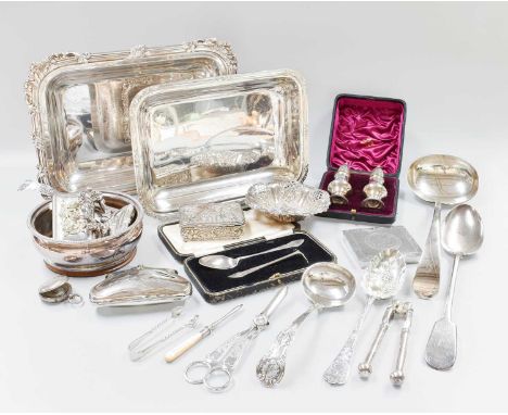 A Collection of Assorted Silver and Silver Plate, the silver including a snuff-box, by Nathan and Hayes, Chester, 1903, oblon