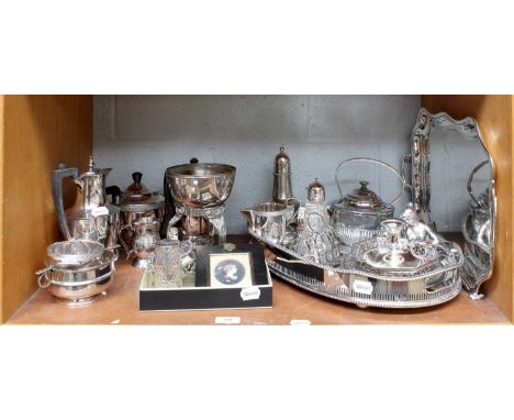 A Collection of Assorted Silver and Silver Plate, the silver inlcuding a salt-cellar; a small basket and a silver-mounted cut