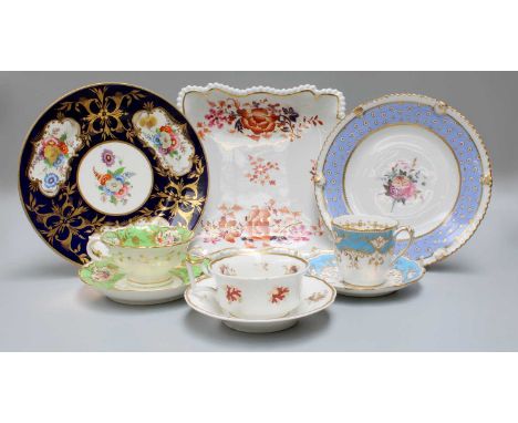 A Group of Early 19th Century English Porcelain, including a Worcester Flight, Barr &amp; Barr Imari serving dish, Chamberlai