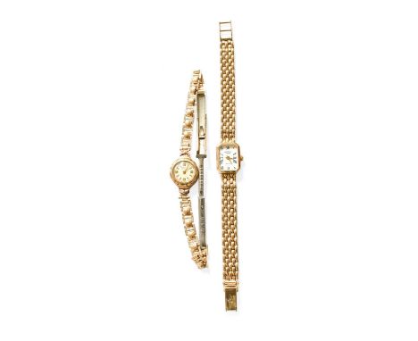 A Lady's 9 carat Gold Rotary Wristwatch, bracelet clasp stamped 375, and another Lady's 9 carat Gold Rotary Wristwatch, gild 