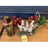 Lot de 3 décos poules + Pommes