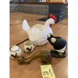 Lot de 5 décorations variés, plastique et céramique, bois