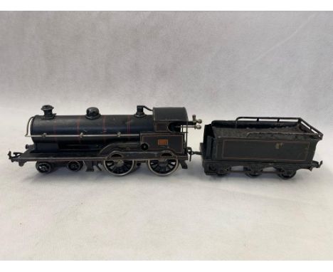 BING 0 Gauge 4-4-0 engine & 6 wheel tender, George the Fifth, in black, playworn & losses  Condition 3  763