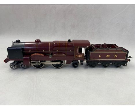 Hornby 0 Gauge 4-4-0 engine The Royal Scott & 6 wheel tender in LMS maroon, slight paint losses, no 6100  Condition 2  770