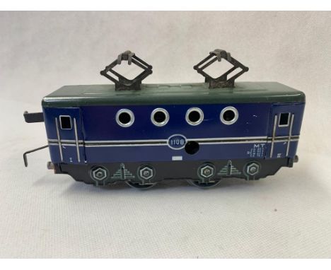 BUB 0 Gauge vintage Karl BUB west German clockwork engine (reversing), 0-4-0 with overhead pantographs    condition 3, lightl