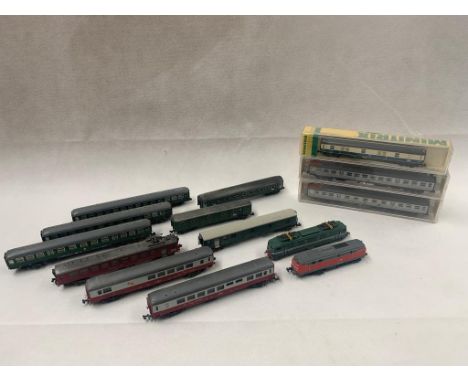 Fleischmann, LIMA, TRIX etc, Mixed DB SNCF carriages and locos    condition 4