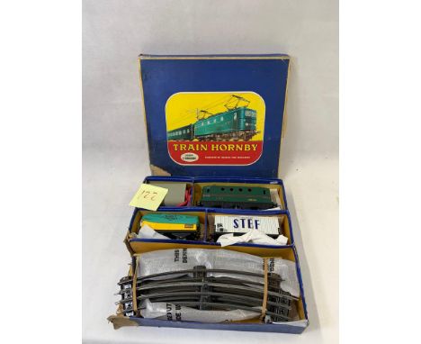 HORNBY MECCANO paris (France) 0 guage, 3 rail electric train set, good, Le Bourguignon with S.N.C.F. BB-8051 overhead electri