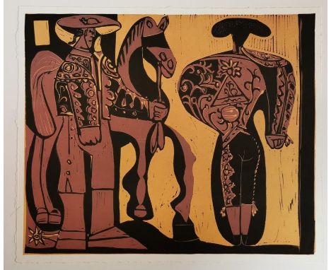After Pablo Picasso, Picador and Matador, 1962, Linocut, 27cm by 22cm.Provenance Goldmark Art