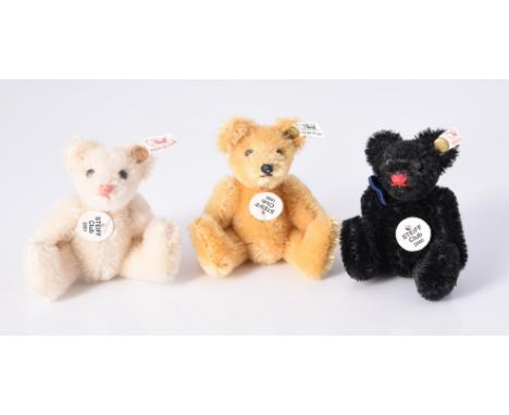 
	
		STEIFF, A TRIO OF MINIATURE BEARS
		Comprising Steiff Club gift, 1999, blond mohair, jointed, 3in. (8cm); Steiff Club gi