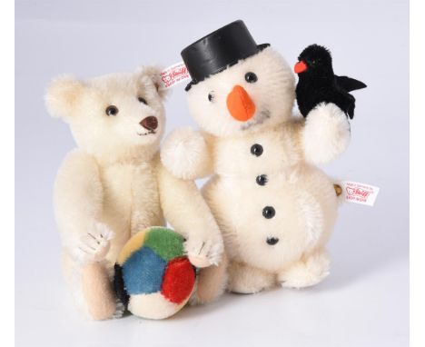 
	
		STEIFF, SNOWMAN WITH RAVEN, 01905, CIRCA 2002
		Limited edition of 3,000, the Snowman with white mohair and orange felt 