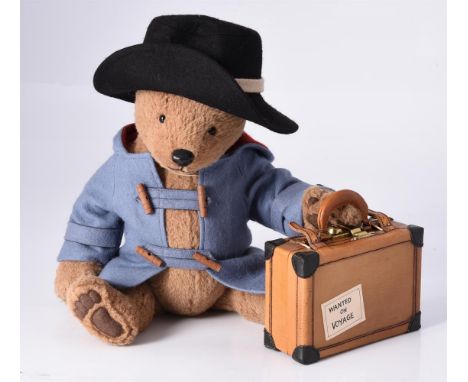 
	
		R. JOHN WRIGHT, PADDINGTON BEAR, No. 1422/2500, CIRCA 2000
		With brown alpaca plush and black ears, blue felt duffle co