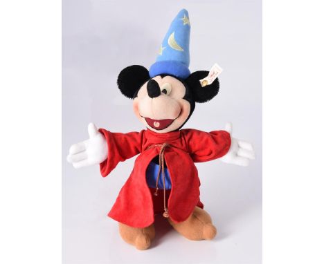 
	
		STEIFF, MICKEY MOUSE SORCERER'S APPRENTICE, 03181, CIRCA 2000
		Limited Edition, black mohair and velvet, Mickey Mouse i