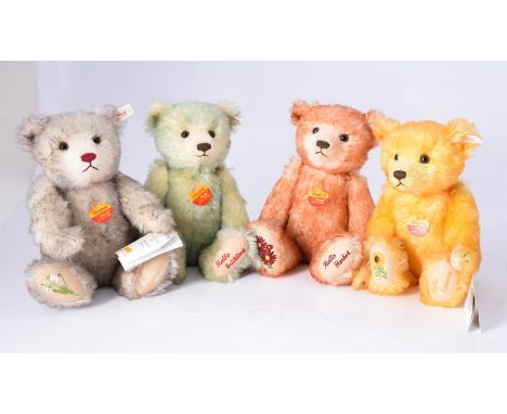 
	
		STEIFF, FOUR SEASONS BEARS, CIRCA 2000
		Limited edition of 2,000, Fruhling, green mohair, 00287; Sommer, yellow mohair,