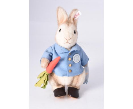STEIFF, PETER RABBIT, 100 YEARS OF PETER RABBIT, 4798, CIRCA 2002 Limited edition of 5,000, shaded white and brown mohair, bl