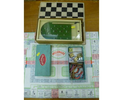 MILLIONAIRE BOARD GAME, CHAD VALLEY BAGATELLE AND CHESS BOARD