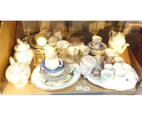 Shelf of mixed ceramics 