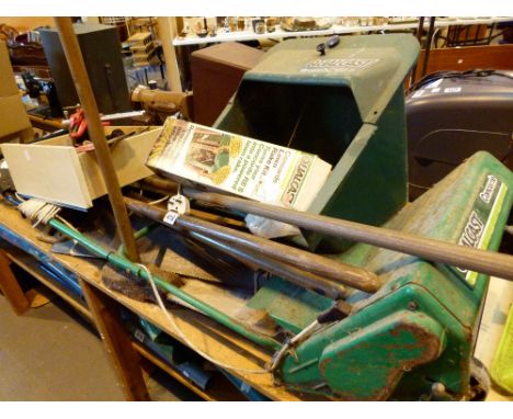 Qualcast concorde EBJ electric lawn mower and a selection of garden tools