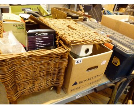 Fishing basket containing camera, iron, food processor etc