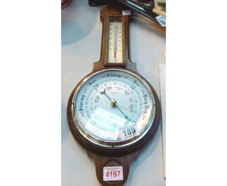 Shortland Bros mahogany cased barometer thermometer