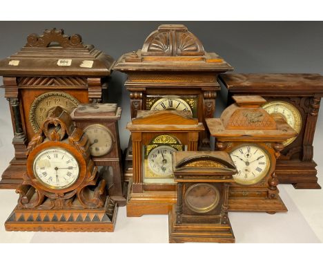 Clocks - late 19th century and later mantel clocks, German, architectural, etc (8) 