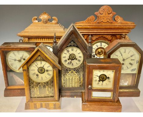 Clocks - American shelf and mantel, various makers (7) 