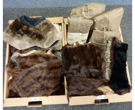 Vintage clothing - fur pieces (some in original Strickland & Sons of Saville Row packaging) including fur collars etc in two 