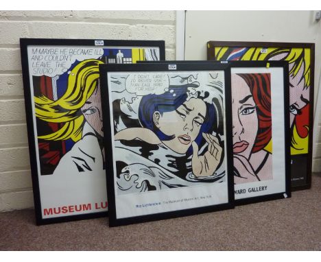 Four Roy Lichtenstein cartoon colour poster prints