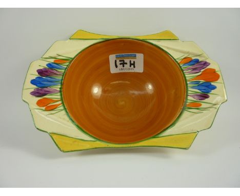 Clarice Cliff 'Crocus' pattern daffodil shape grapefruit bowl Condition Report very good condition. some very slight rubbing 
