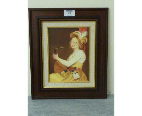 'Girl playing a Lute' after Gerard Honthorst, oil on board signed by Jon Broughton , titled verso 20cm x 15cm

