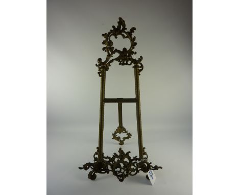 Small brass easel H53cm and a small wooden easel (2)