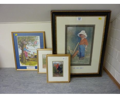'Out First Ball' colour print after E Kinsella and five humorous Golf prints (6)