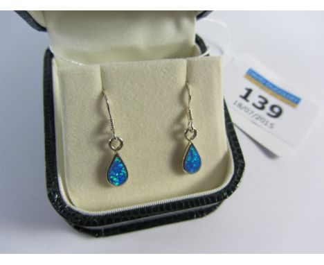 Pair of opal drop ear-rings stamped 925