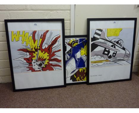 'Whaam' three Roy Lichtenstein colour poster prints