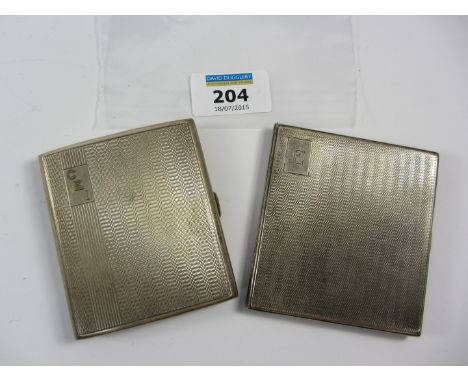 Two engine turned hallmarked silver cigarette cases approx 7.9oz