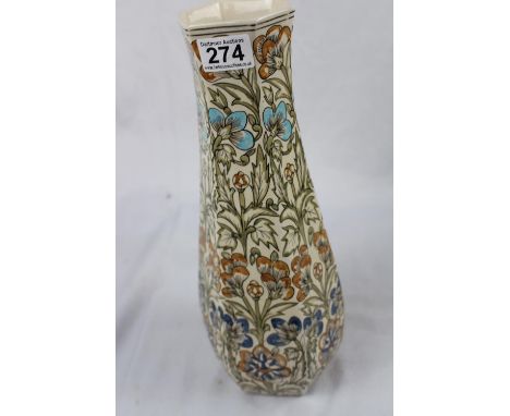 Ceramic vase with attractive floral / leaf design, ht 37cm 