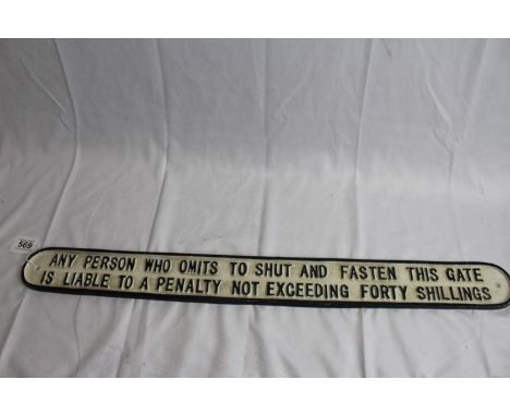 Large cast iron gate 'Penalty' sign 