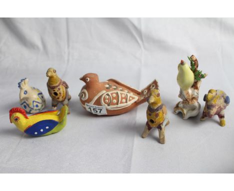 A collection of ceramic bird ornaments 