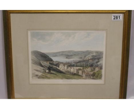 'Torquay, with part of Torbay', an antique lithograph, 'drawn from nature &amp; on stone by W. Spreat'. Printed by Hullmandel