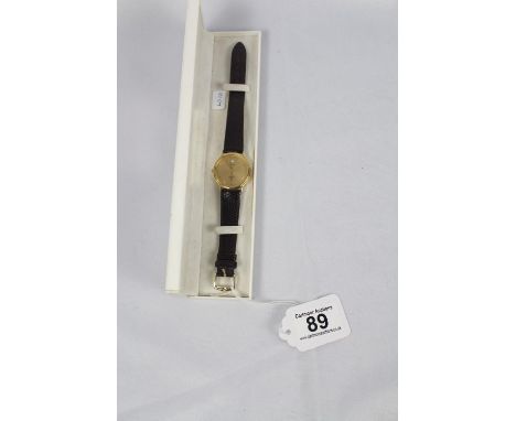 Eterna gentleman's wrist watch, quartz mechanism, gold plated, in box, requires battery 