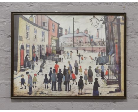 A framed L. S. Lowry print, titled a Procession, 44.5cm x 60.5cm.