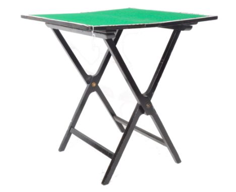 Antique Bezique Card Table By Thornhill Of Bond Street, circa 1890's.&nbsp; Ebonised mahogany folding games table with a gree