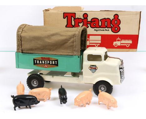 Tri-ang heavy duty tinplate Junior Diesel Series Farm Truck. A 1950’s large scale outdoor toy, cab and chassis in cream with 