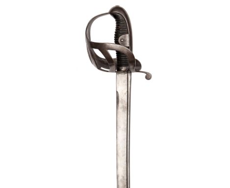 A good late 19th century Prussian M1852 cavalry sword,   slightly curved pipe backed blade 35”, clipped back at point, marked