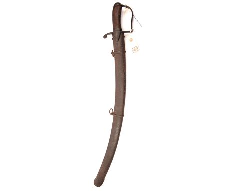 A continental light cavalry trooper’s sword,  curved shallow fullered blade 32½”, with “tapered” back edge for most of its le